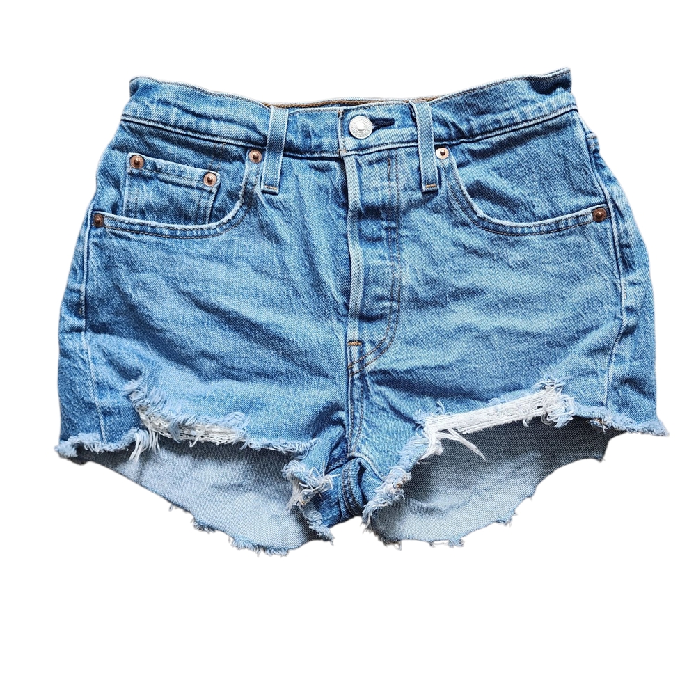 Levi's 501 High Rise Distressed Denim Cutoff Shorts - Size 25